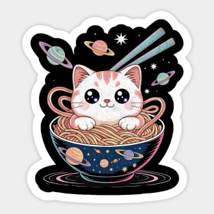 Chubby Kitty Space Ramen Sticker